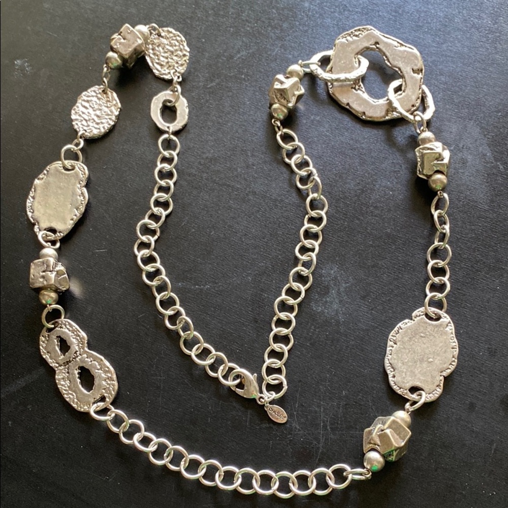Chico's 36” adjustable Silver Necklace with Chain Link Design